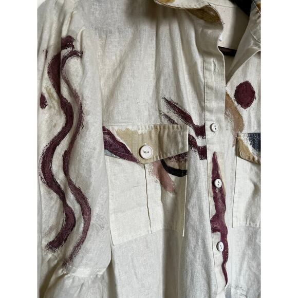 SIR x Gabrielle Penfold Martine Linen Long Sleeve Shirt Dress Painted Cream US 4 - Picture 6 of 10